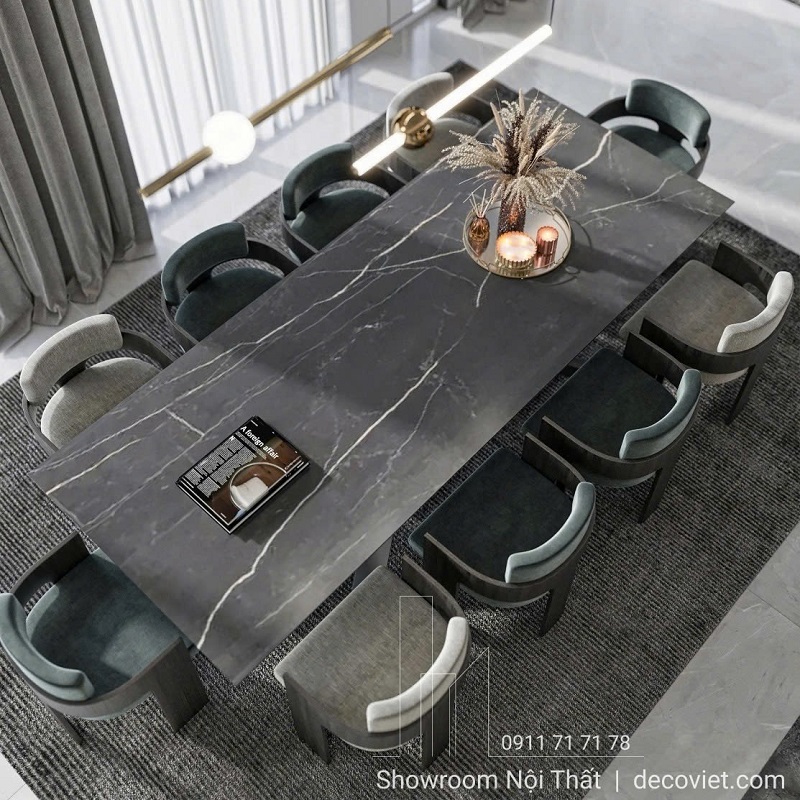 bộ bàn ăn 10 ghế cao cấp 2913S sang trọng, hiện đại