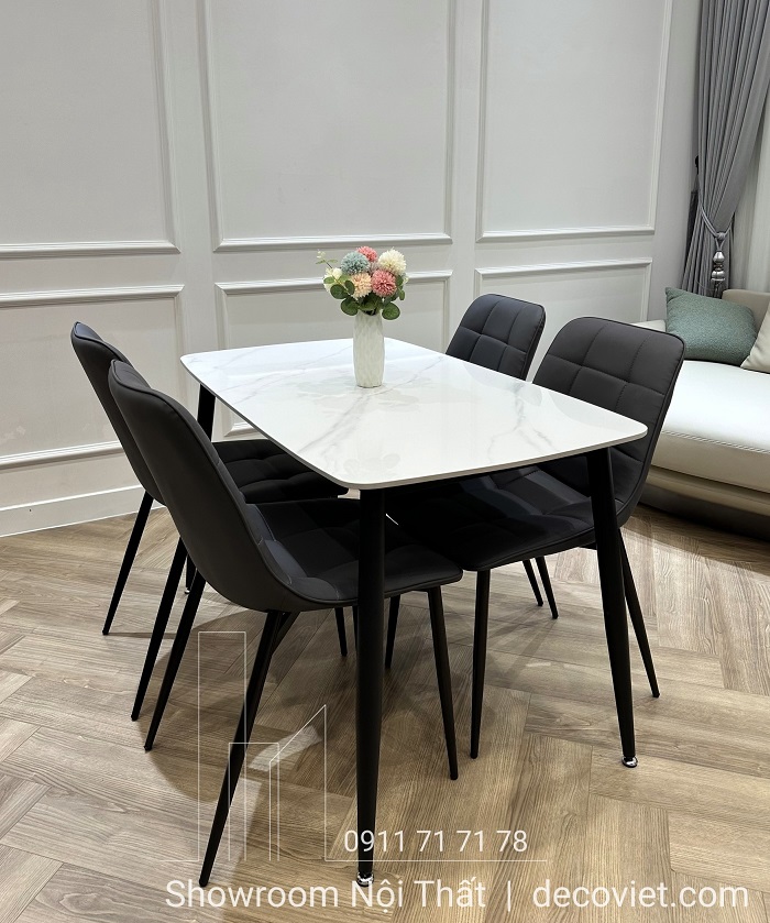 bộ bàn ăn mặt đá 4 ghế hiện đại