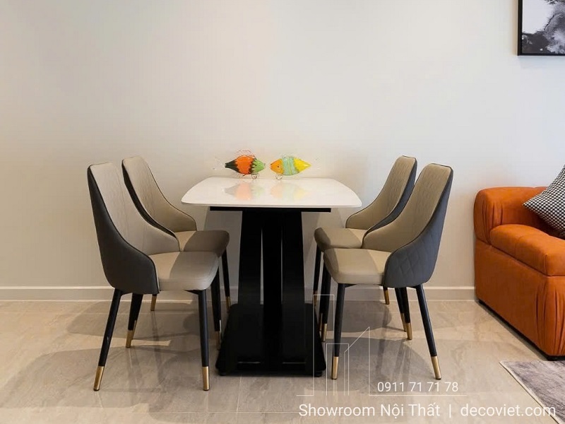 bàn ăn 4 ghế mặt đá nhỏ gọn