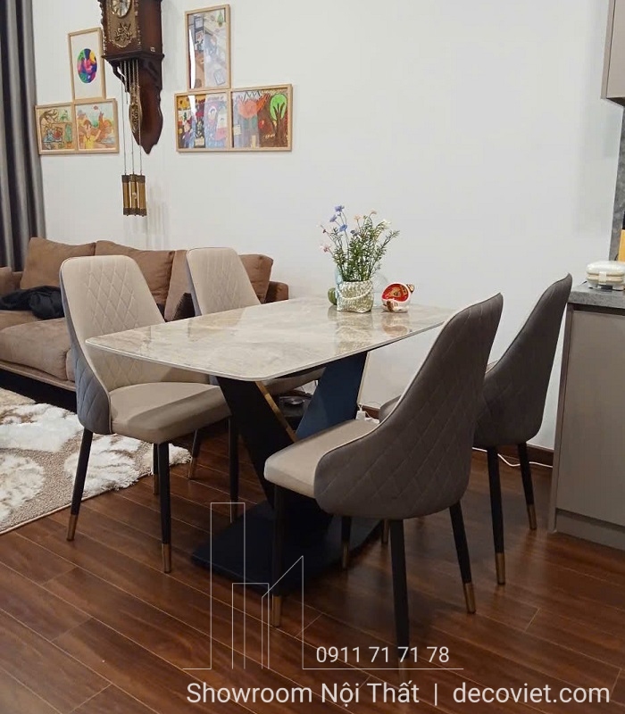 bộ bàn ăn 4 ghế mặt đá hiện đại, kích thước nhỏ gọn