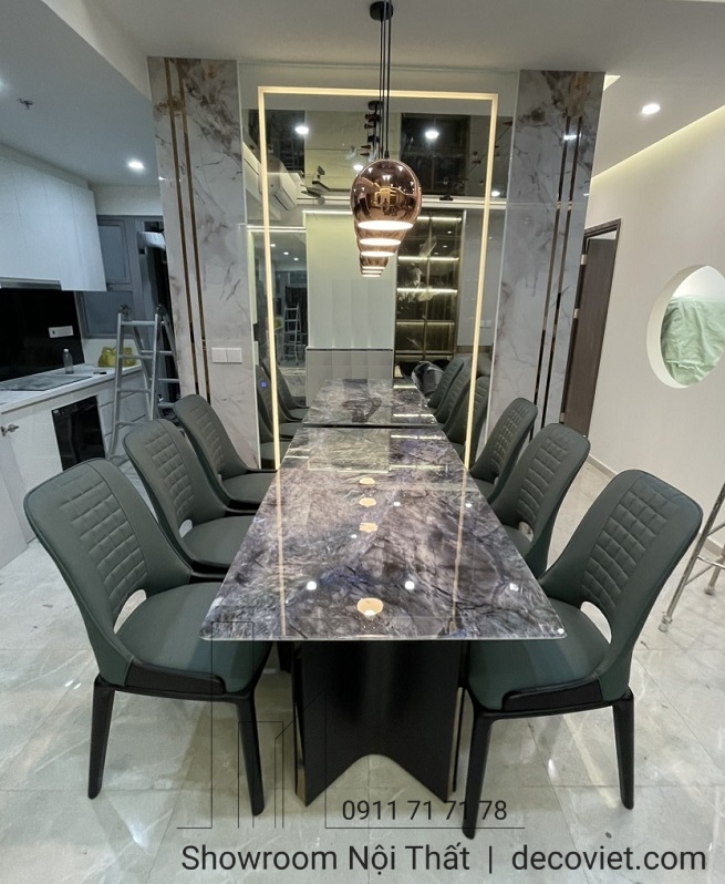 bàn ăn mặt đá 6 ghế hiện đại