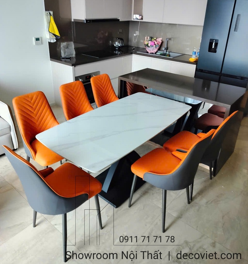 bộ bàn ăn 6 ghế mặt đá