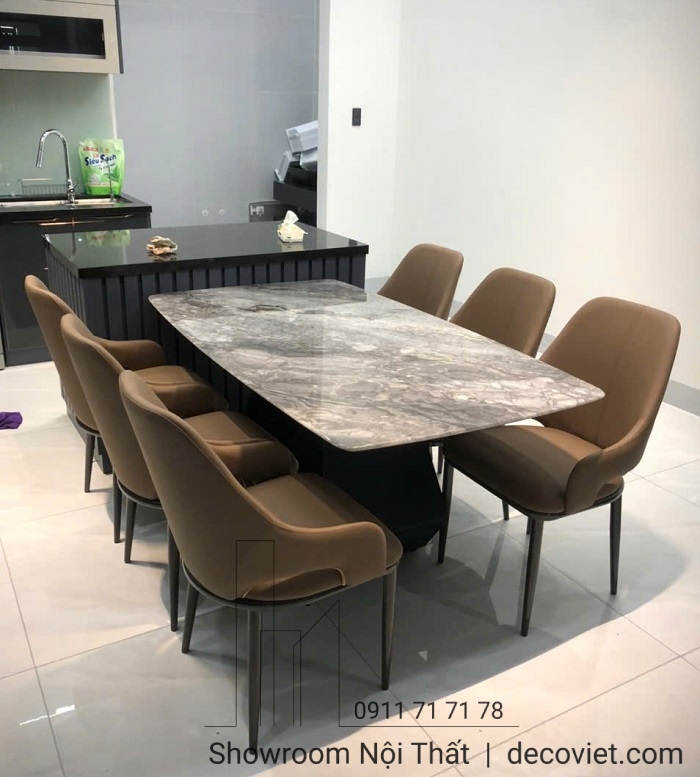 bàn ăn mặt đá 6 ghế hiện đại