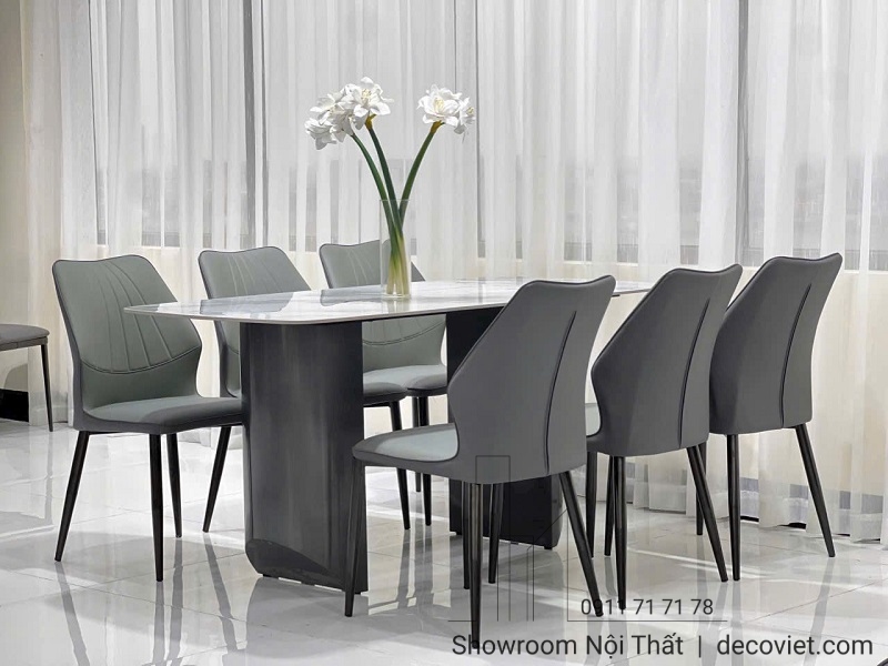 bộ bàn ăn 6 ghế mặt đá