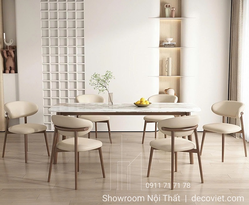 bộ bàn ăn 6 ghế mặt đá hiện đại