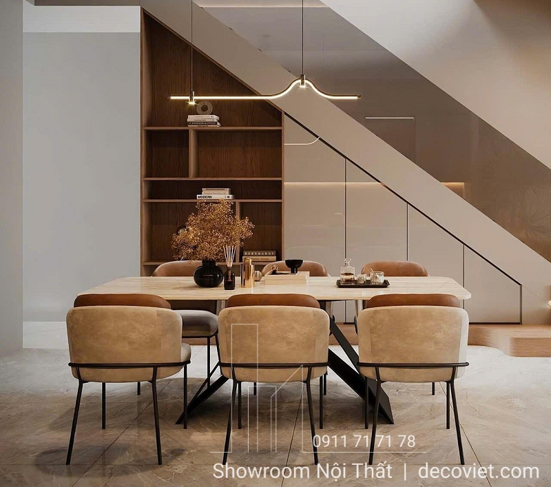 bộ bàn ăn mặt đá 6 ghế