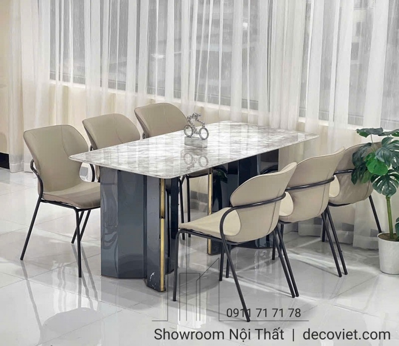 Bộ bàn ăn 6 ghế mặt đá nhập khẩu – lựa chọn hoàn hảo cho phòng ăn sang trọng.