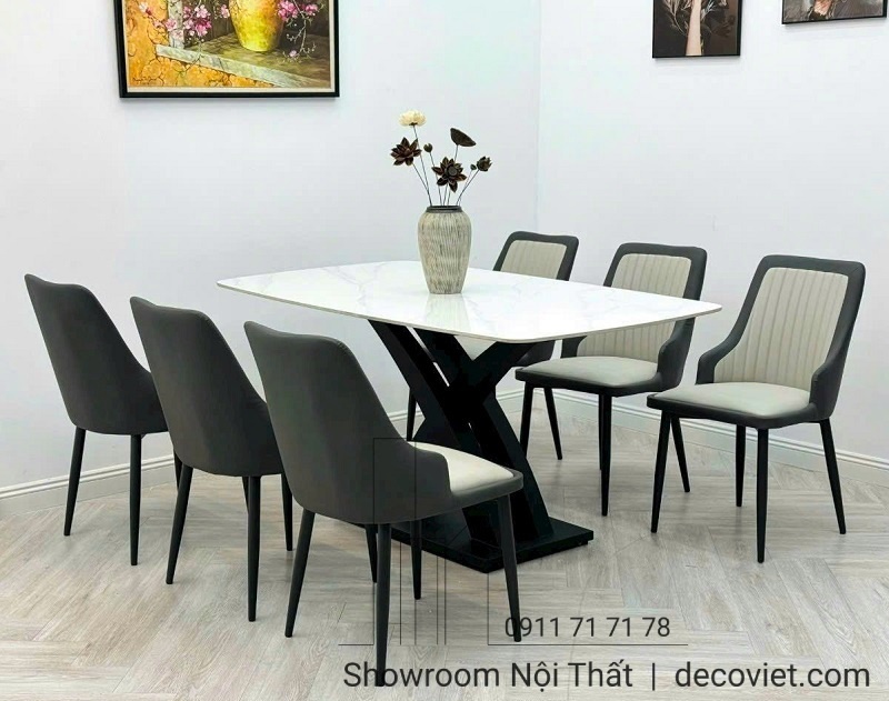 bàn ăn mặt đá 6 ghế
