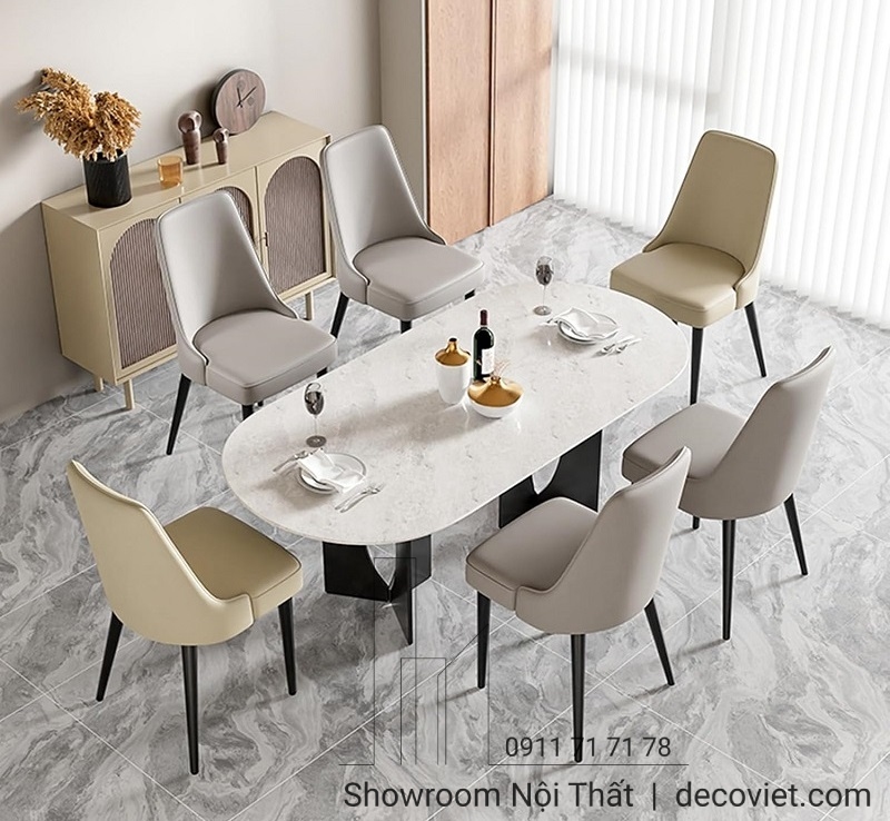 bàn ăn mặt đá 6 người