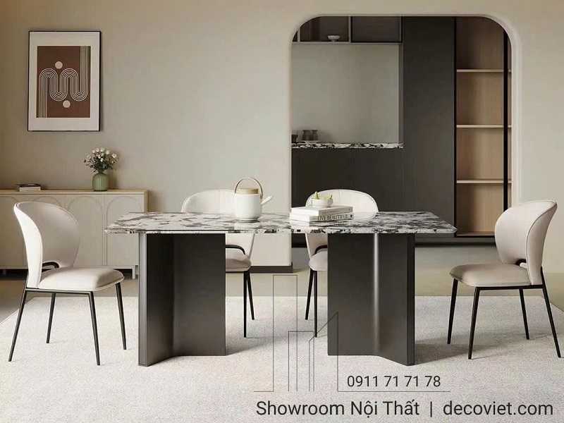 bàn ăn mặt đá 6 ghế