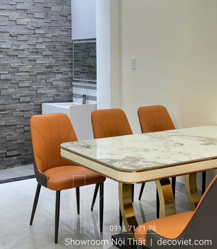 bàn ăn mặt đá 6 ghế cao cấp