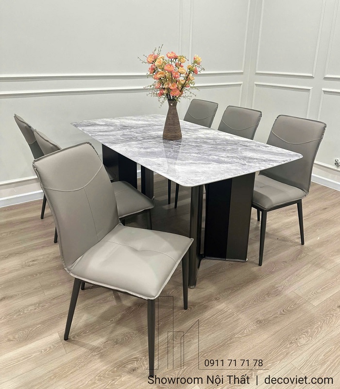 Bộ bàn ăn mặt đá 2901S 6 ghế phong cách hiện đại