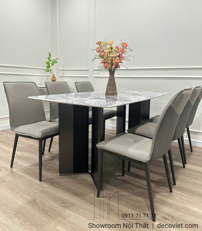 Bàn ăn mặt đá 2901S 6 ghế thiết kế tinh tế cho phòng ăn đẹp