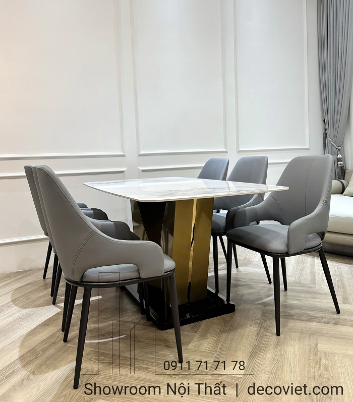 bàn ăn 6 ghế mặt đá