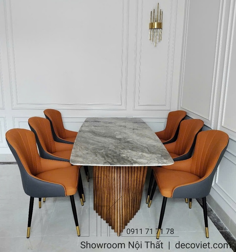 bàn ăn mặt đá 6 ghế nhập khẩu