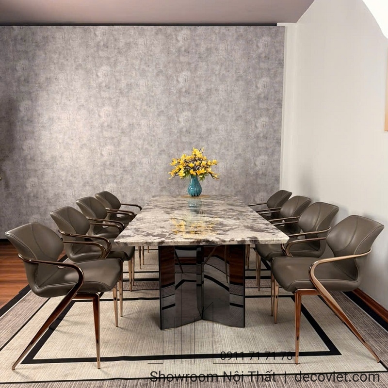 Tôn vinh vẻ đẹp hiện đại cho phòng ăn với bộ bàn ăn 8 ghế cao cấp DecoViet.