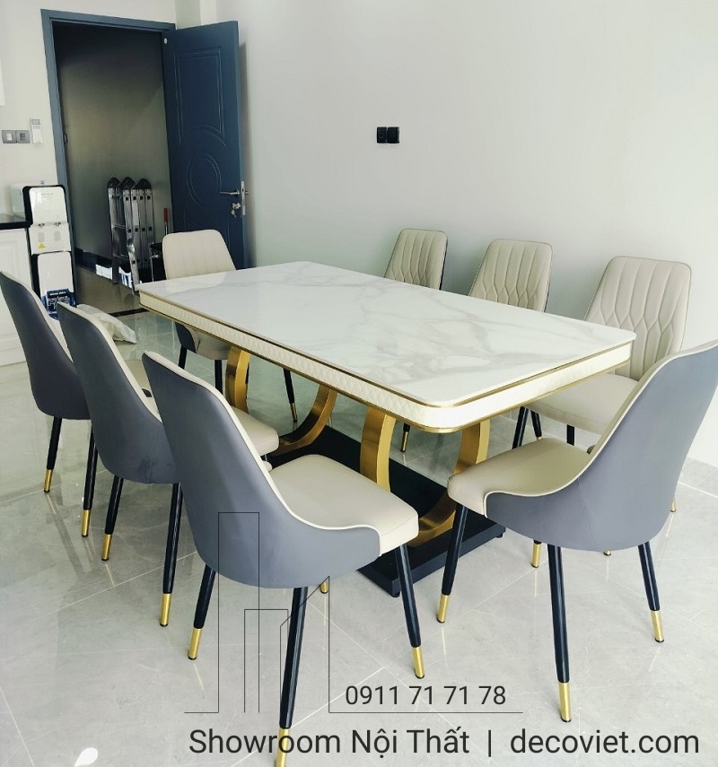 bộ bàn ăn 8 ghế mặt đá