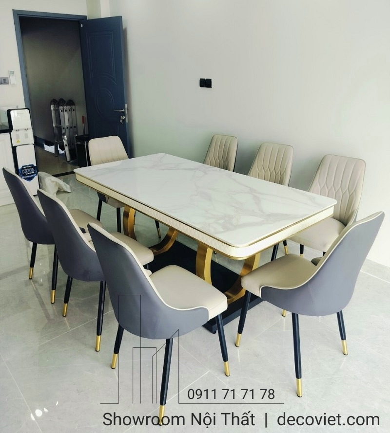 bàn ăn mặt đá 8 ghế