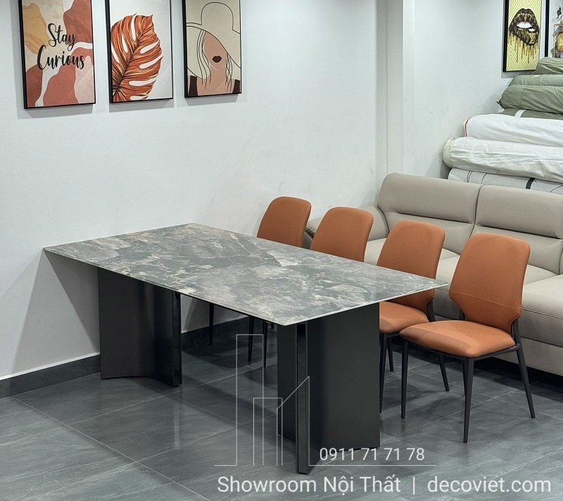 bàn ăn 8 người mặt đá cao cấp
