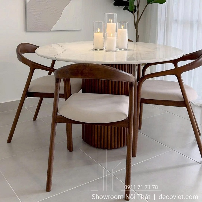 bàn ăn tròn gỗ 4 ghế đẹp 2026 hiện đại