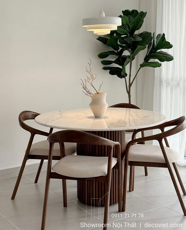bàn ăn tròn gỗ 4 ghế 2911S hiện đại đẹp