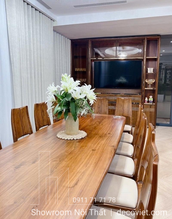 bộ bàn ăn gỗ tự nhiên 14 ghế
