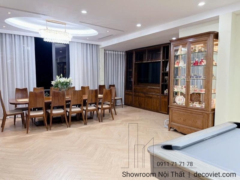 bàn ăn gỗ 14 ghế hiện đại