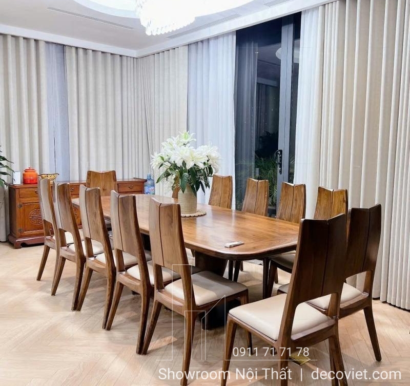 bộ bàn ăn gỗ 14 ghế