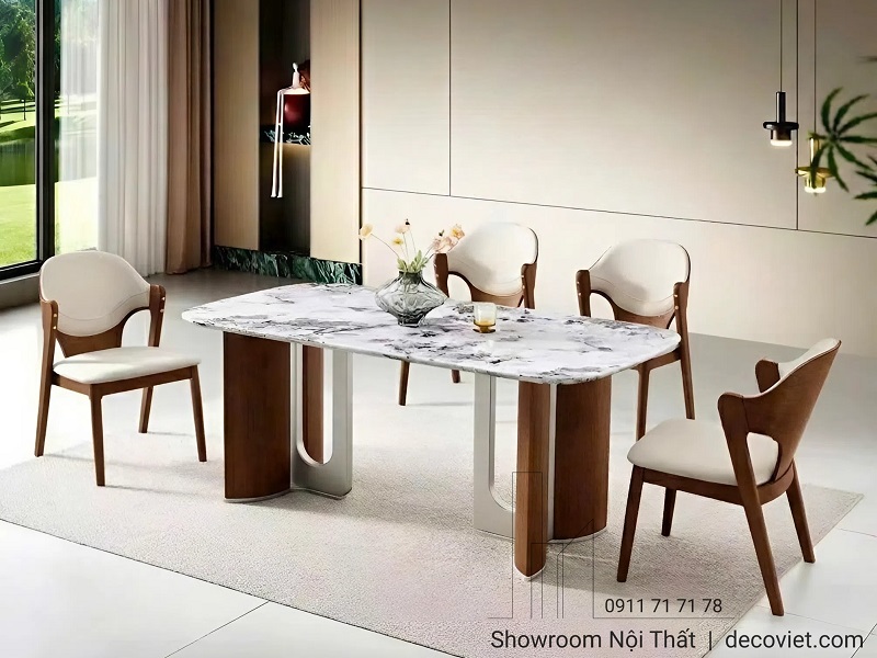 bộ bàn ăn 6 ghế gỗ sồi tự nhiên nhập khẩu