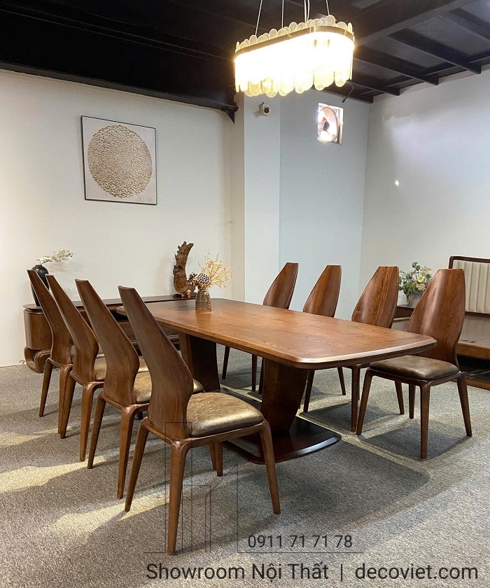 bàn ăn mặt gỗ cao cấp 8 ghế