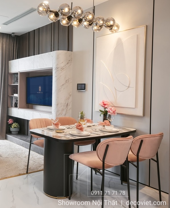 bàn ăn 4 ghế mặt đá hiện đại