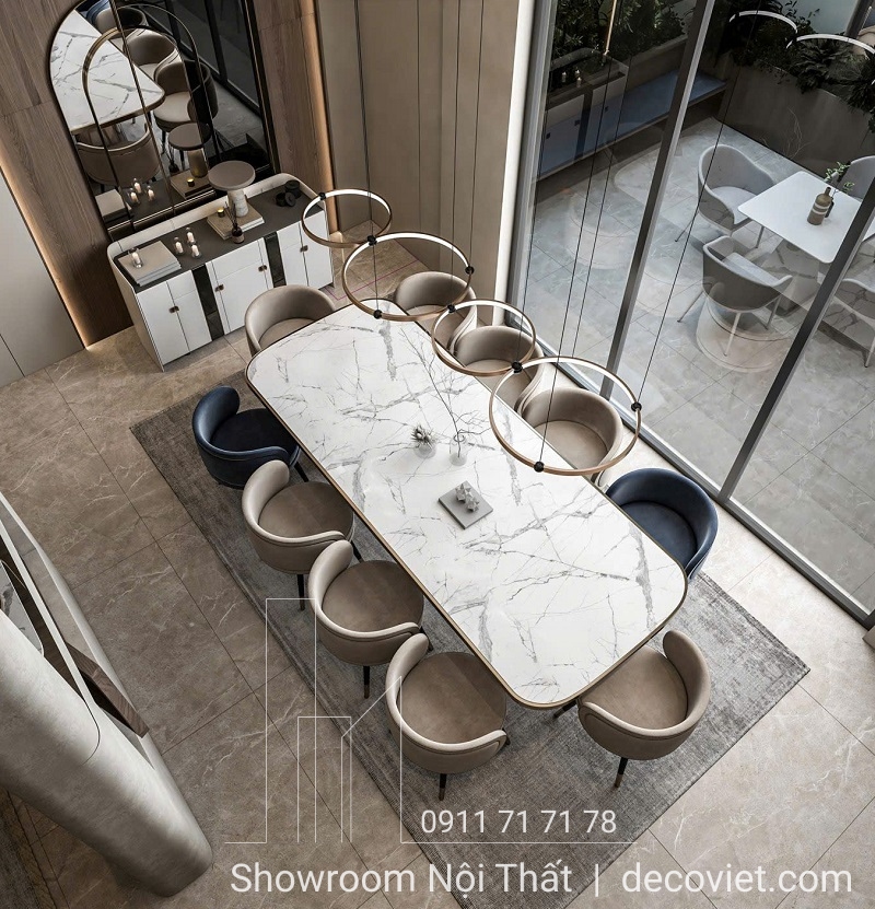 bàn ăn mặt đá 10 người