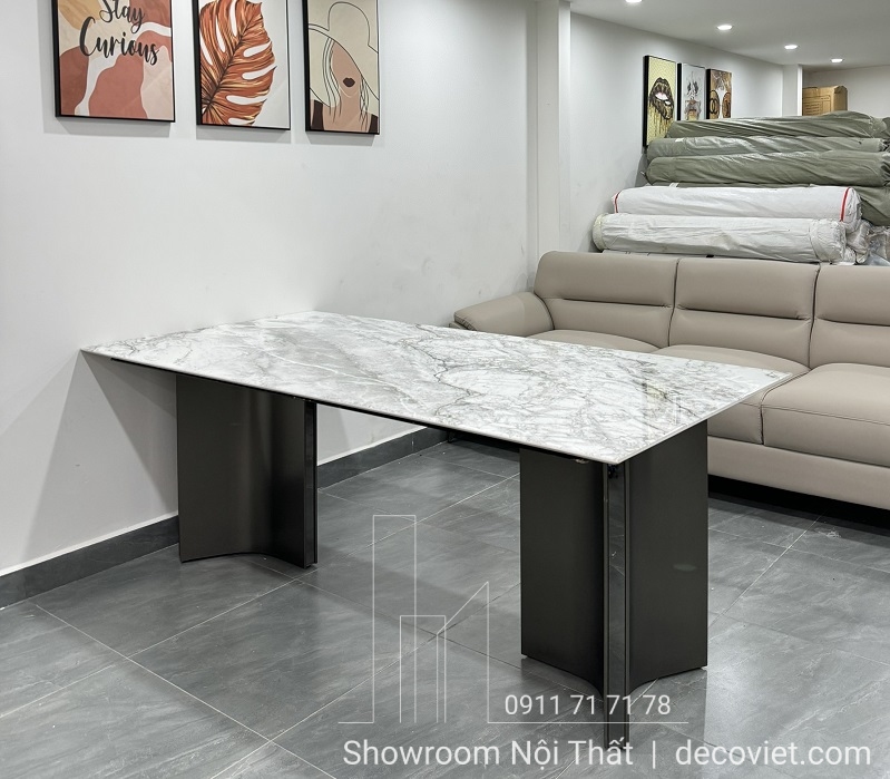 bộ bàn ăn mặt đá 6 ghế