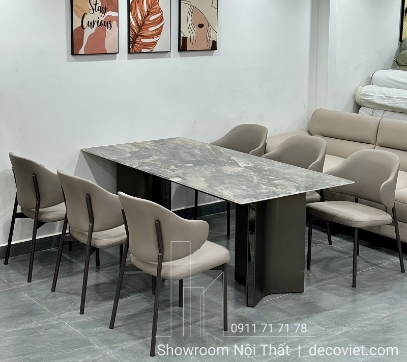 bàn ăn 6 ghế mặt đá