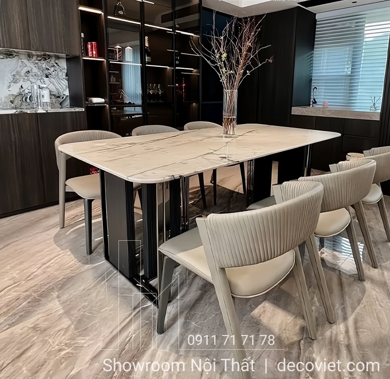 bộ bàn ăn 6 ghế mặt đá