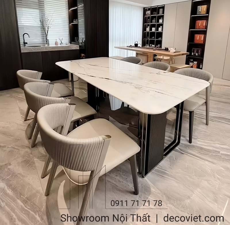 bàn ăn mặt đá cao cấp 6 người