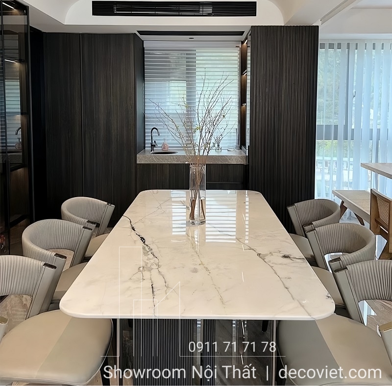 bàn ăn 6 ghế mặt đá