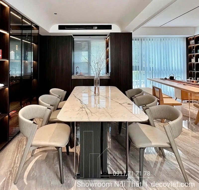 bàn ăn mặt đá 6 ghế đẹp