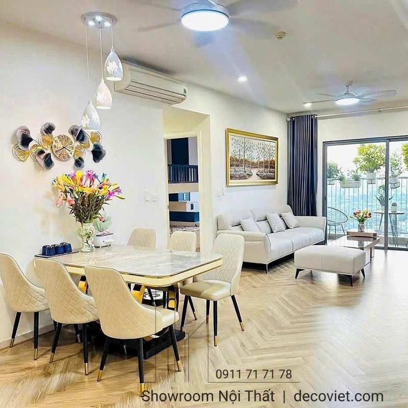 bộ bàn ăn 6 ghế mặt đá