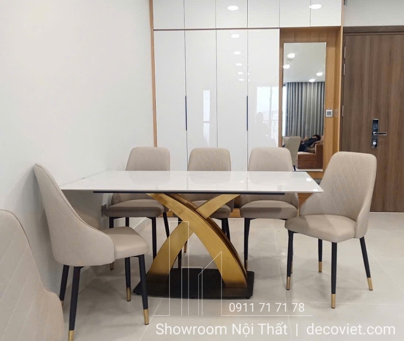 bàn ăn mặt đá cao cấp 6 ghế