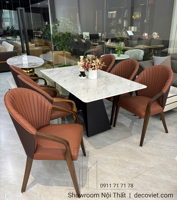 Bộ bàn ăn mặt đá 6 ghế 2805S sang trọng tại showroom DecoViet