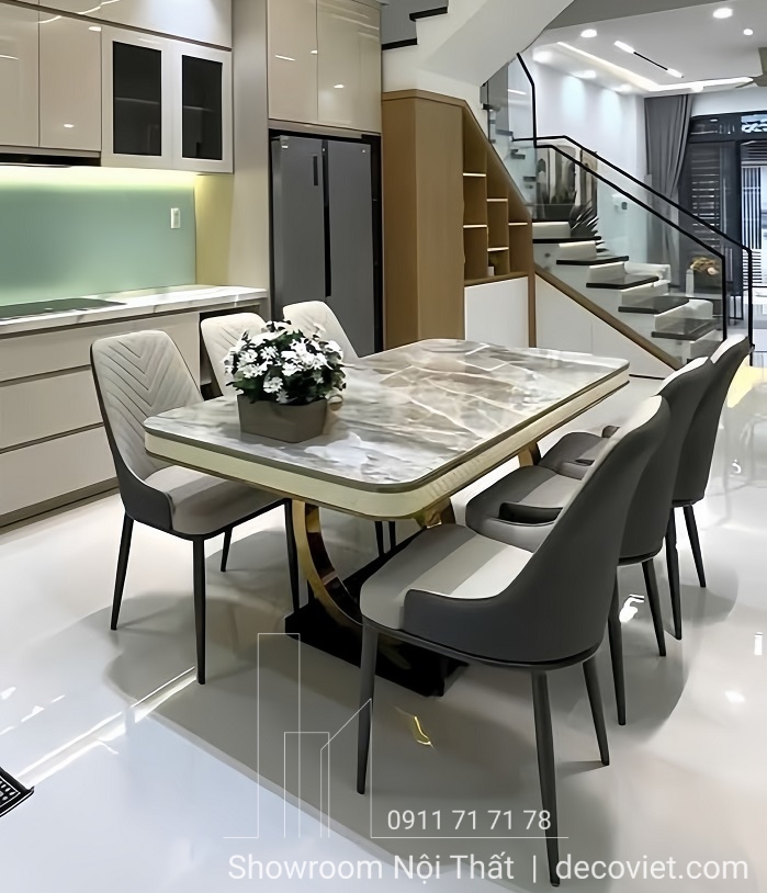 bàn ăn mặt đá 6 ghế