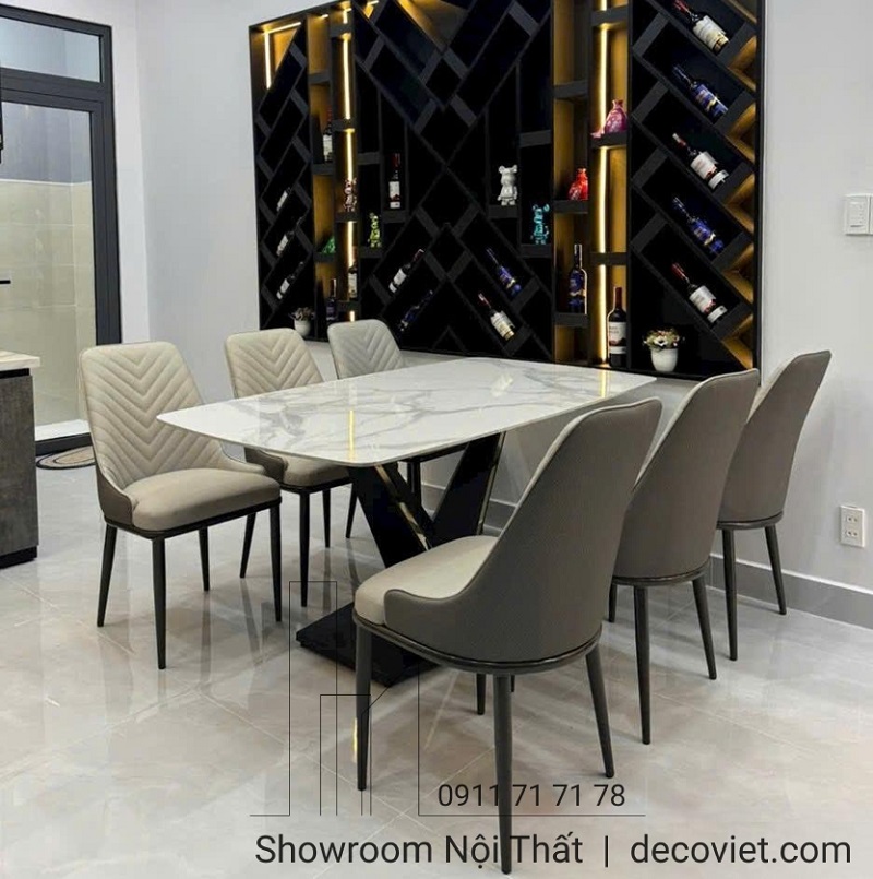 bàn ăn mặt đá 6 ghế cao cấp