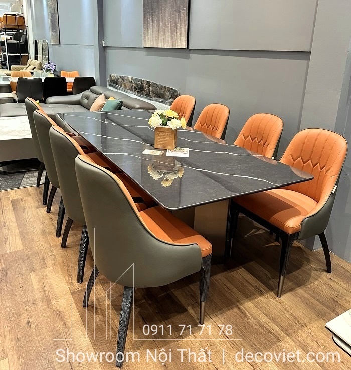 bộ bàn ăn 8 ghế mặt đá