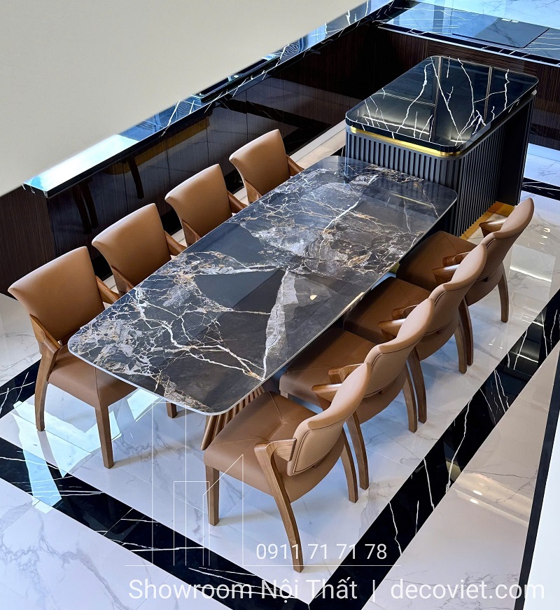 bàn ăn 8 ghế mặt đá