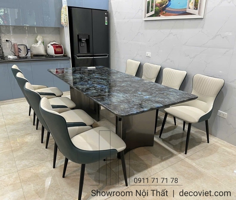 bàn ăn mặt đá 8 ghế nhập khẩu