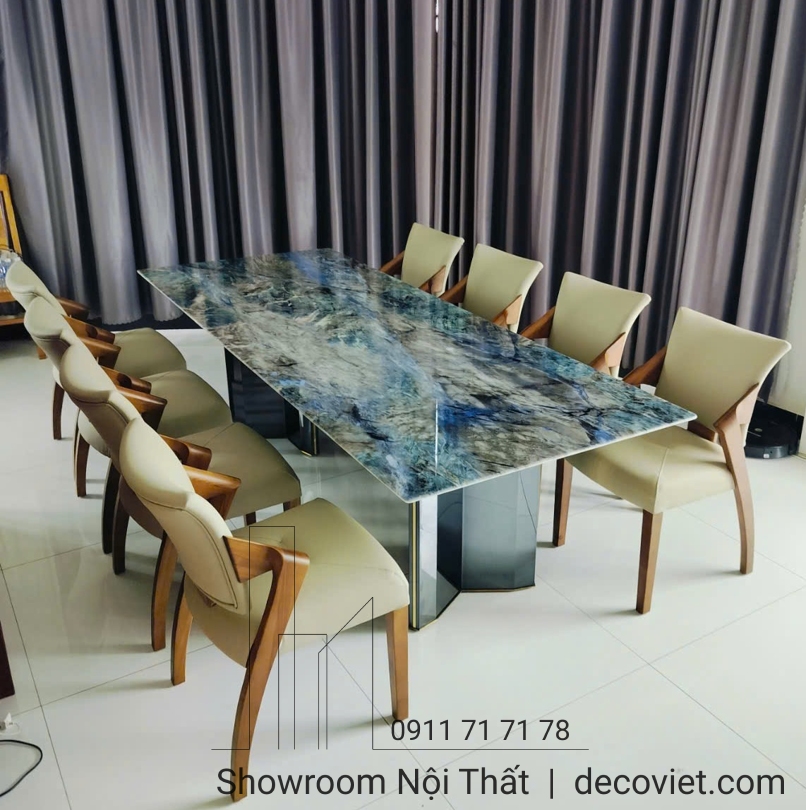 bàn ăn 8 ghế mặt đá tự nhiên