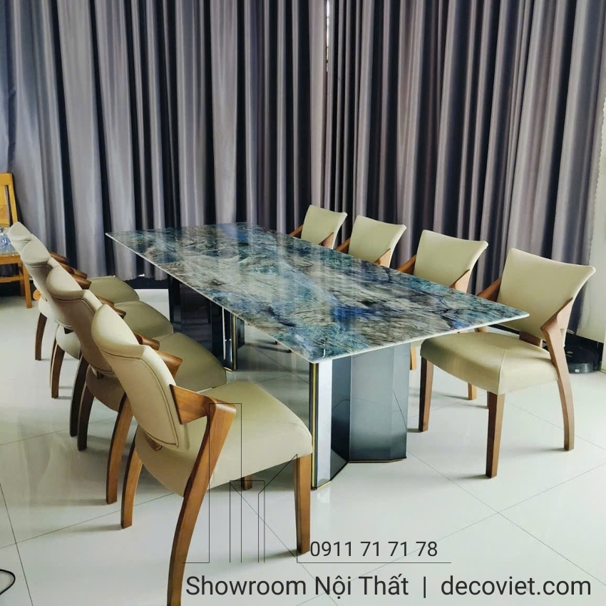 bộ bàn ăn mặt đá 8 ghế