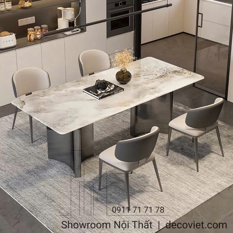 bàn ăn 4 ghế mặt đá hiện đại