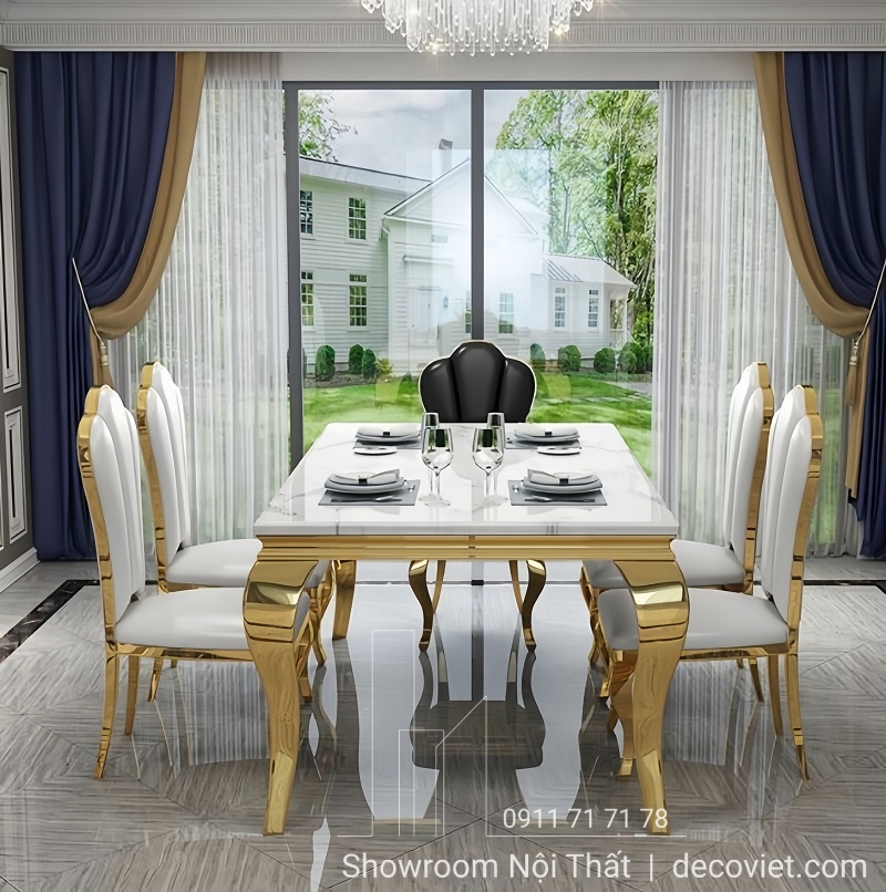 bàn ăn 6 ghế tân cổ điển